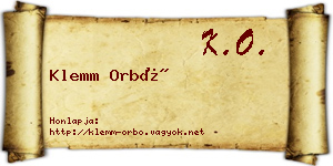 Klemm Orbó névjegykártya